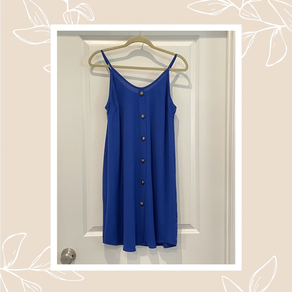 mts Royal Blue Spaghetti Strap Button-Front Dress